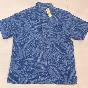 NWT Tommy Bahama Cayo Palms Deep Space Blue Tropical Shirt Medium A1